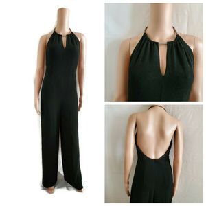 Alchemy New York Women's Wide-Leg Halter Backless Black Jumpsuit Size 8